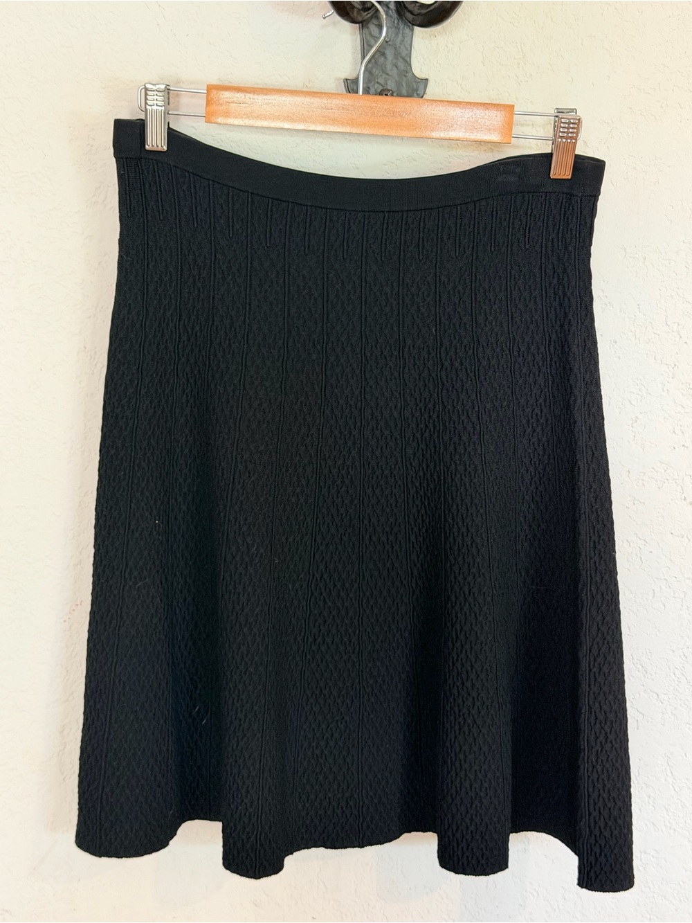 CAbi Amelie Skirt 214 Black Textured Knit A-Line Flared Pull On - Small